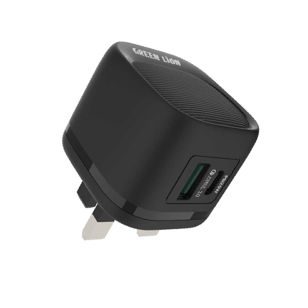 Green Lion PD 20W + QC Wall Charger With Type-C To Lightning Cable