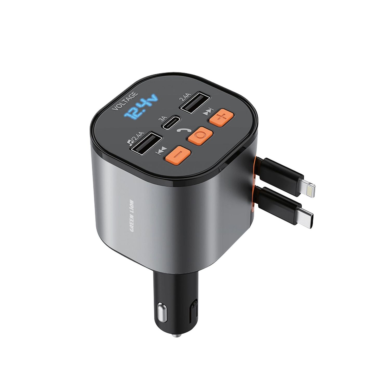 Green Lion FM Retractable 50W Car Charger