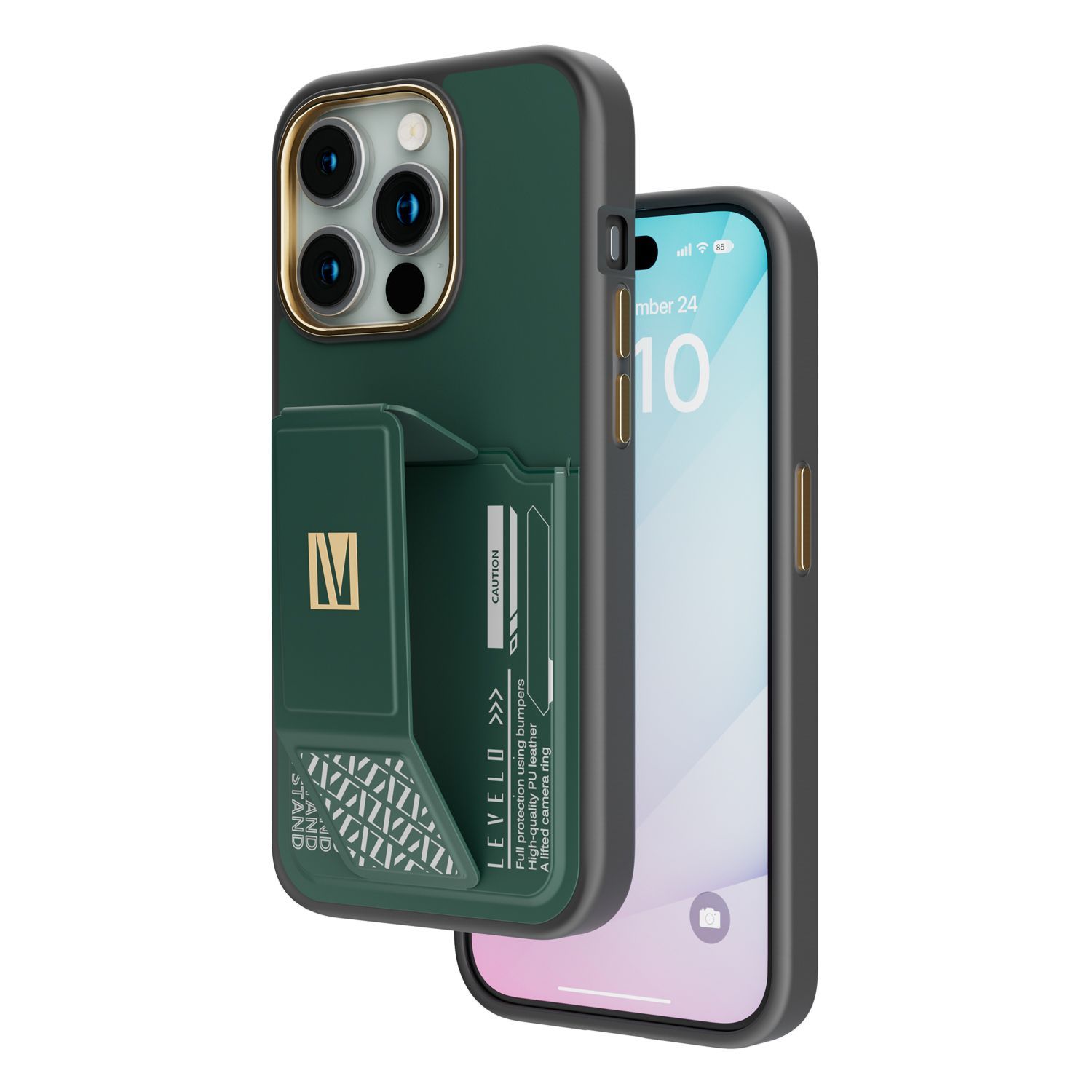 Levelo Morphix Gripstand Case With Cardholder For iPhone 15 Pro Max