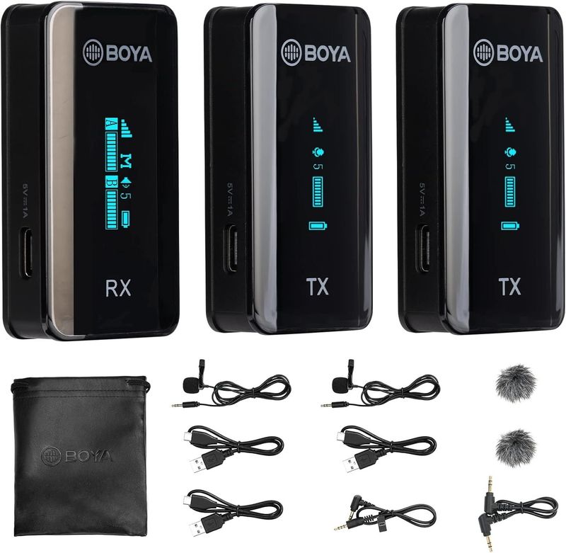 The BOYA BY-XM6-S2, a 2.4GHz dual-channel wireless microphone system