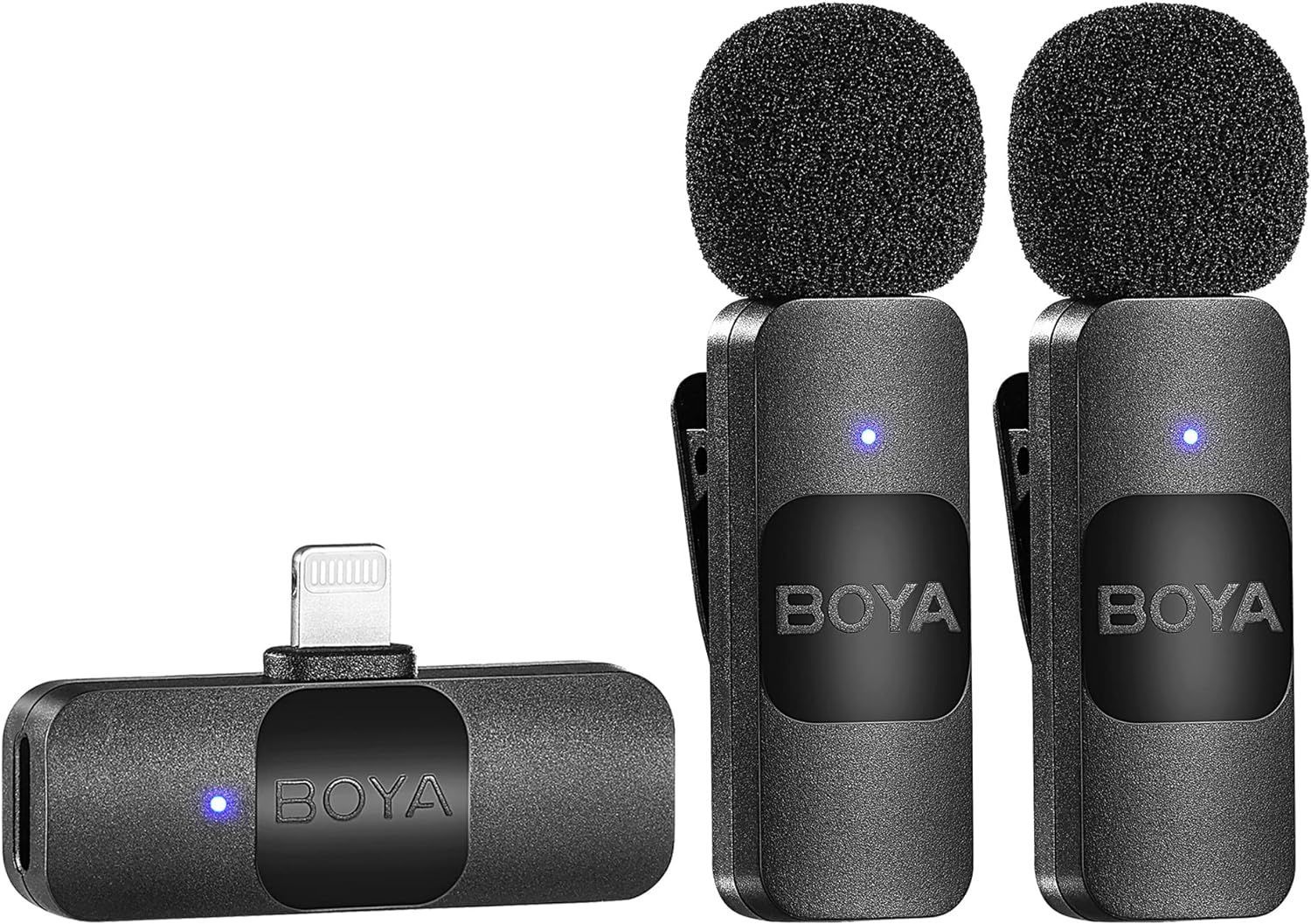 The BOYA Dual Lavalier Lightning Connector Microphone M2D