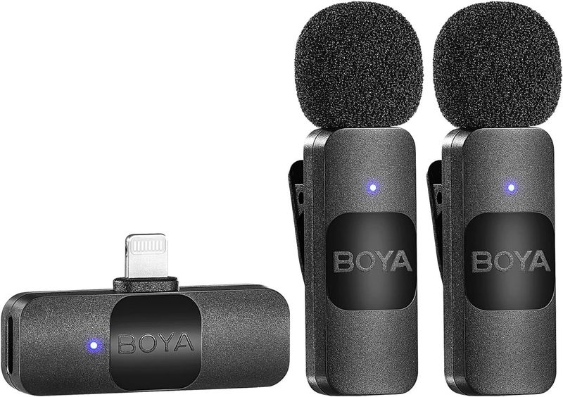 The BOYA Dual Lavalier Lightning Connector Microphone M2D