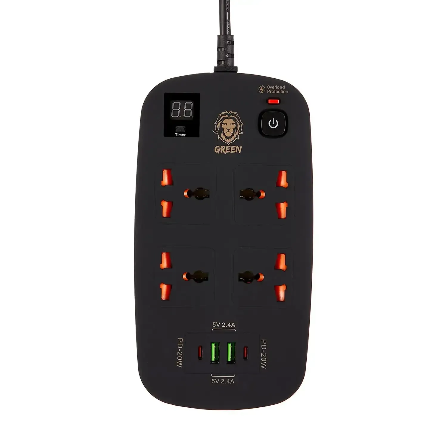 Green lion 4 AC 2 USB & 2 USB-C PD 40W Multiport Smart Power Socket