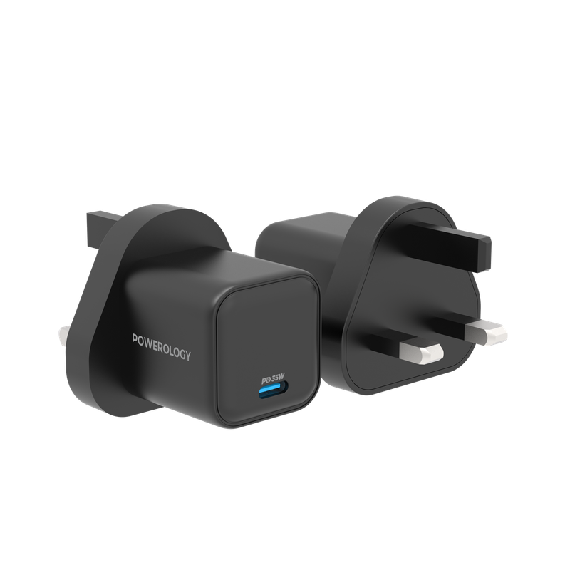 Powerology 35W Single Port Type-C GaN Charger with UK Plug