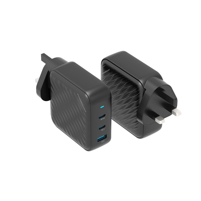 Powerology 140W PD QC 2xUSB-C and 1xUSB-A GaN Charger UK