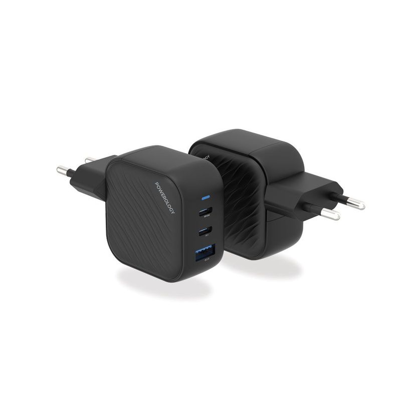 Powerology 65W 1*QC 36W USB-A and 2*USB-C Ports GaN PD Wall Charger EU