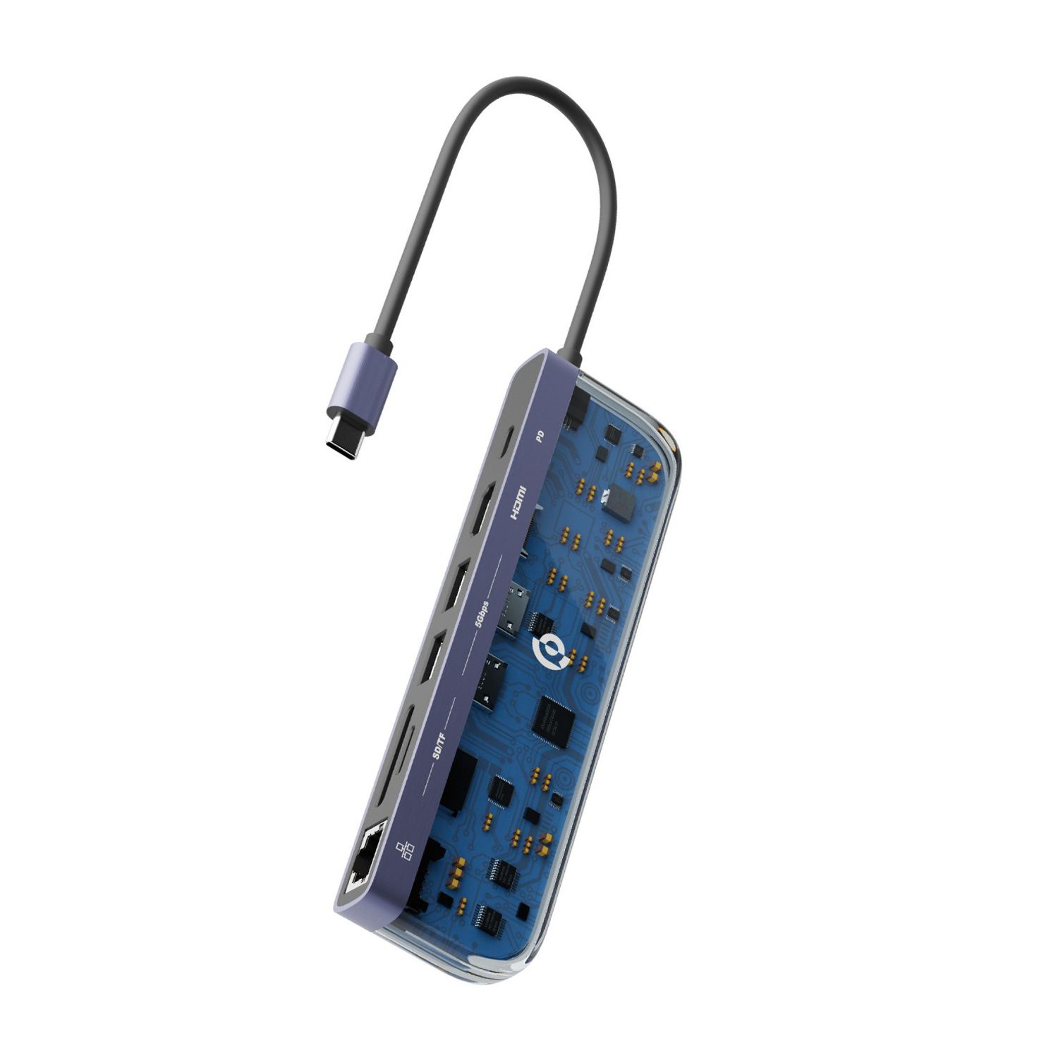 Powerology Crystalline Series 7 in 1 USB-C Multi Hub