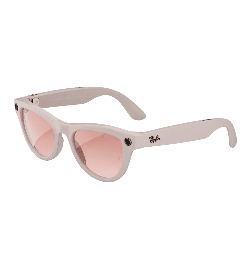 Ray-Ban Meta Skyler Smart Glasses Shiny Chalky Gray Gradient Cinnamon Pink lenses