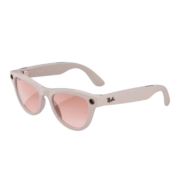Ray-Ban Meta Skyler Smart Glasses Shiny Chalky Gray Gradient Cinnamon Pink lenses