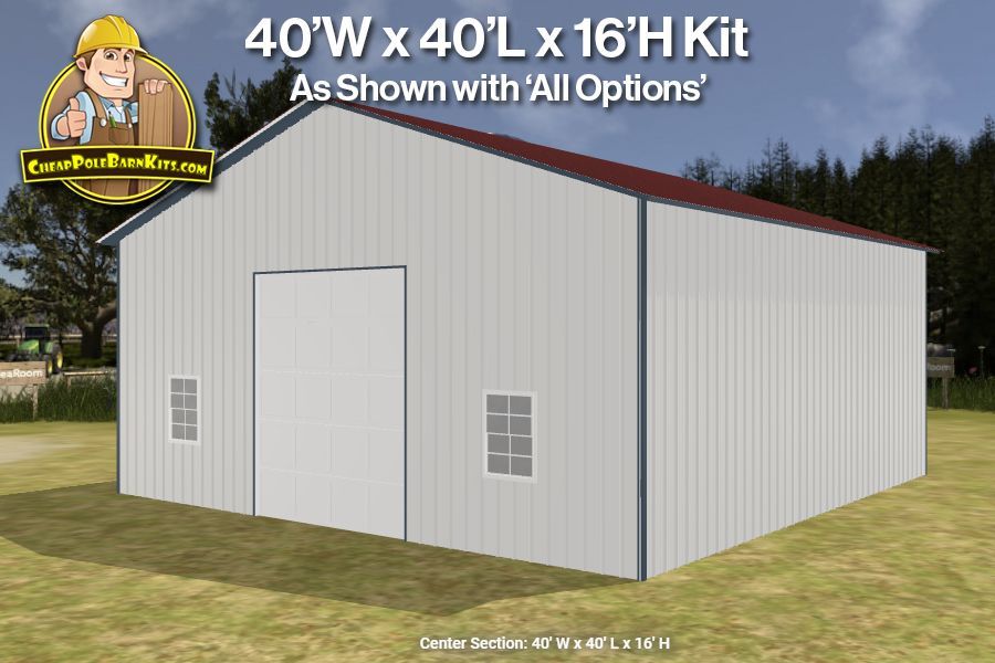 Cheap Pole Barn Kits - 40'x40'x16' Post Frame Kit