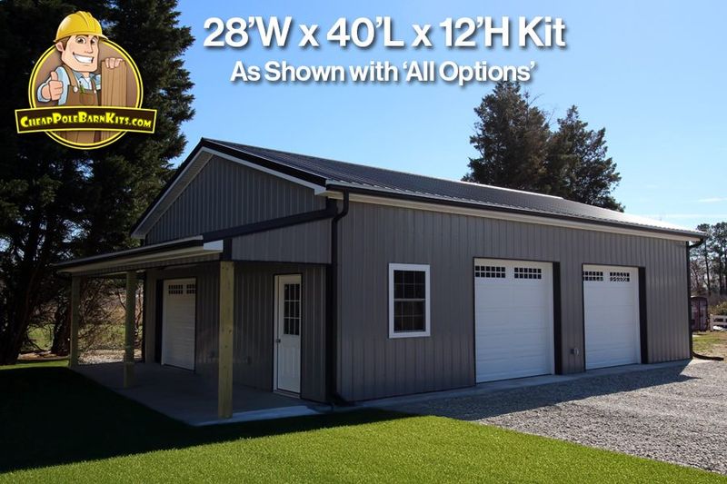 28'W x 40'L x 12'H - Pole Barn Kit