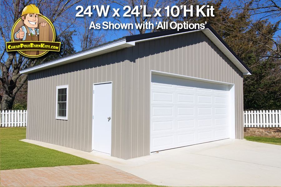 24'W x 24'L x 10'H - Pole Barn Kit