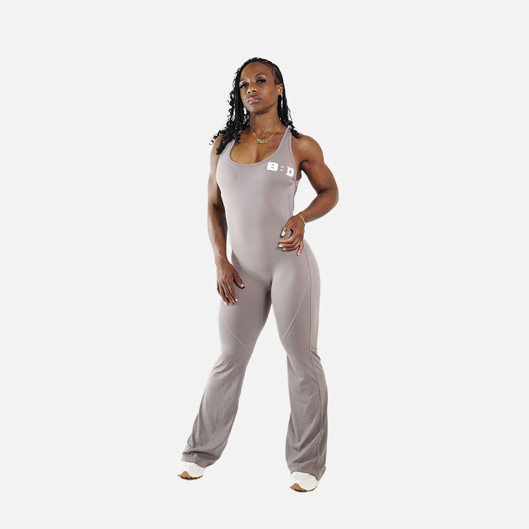 Sculpted Flared Bottom Bodysuit Khaki