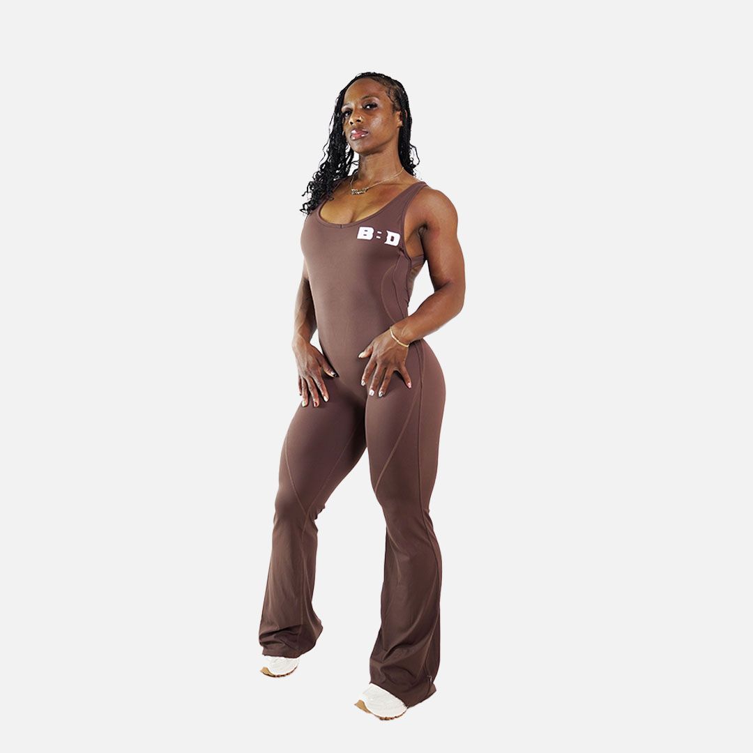 Sculpted Flared Bottom Bodysuit Brown
