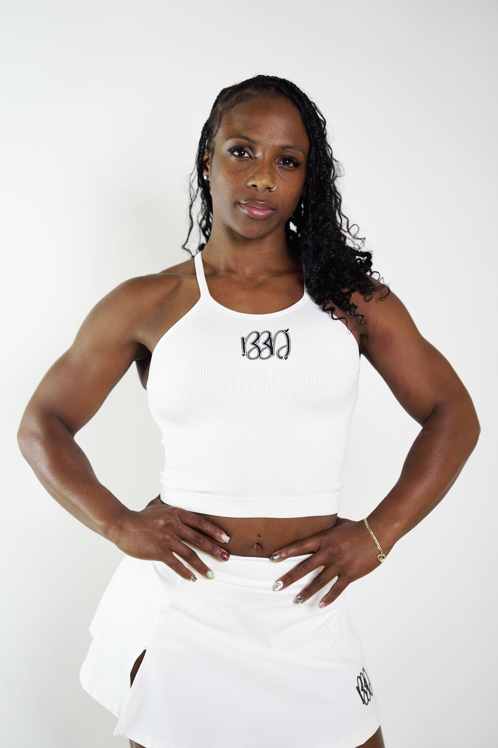 Ribbed Racer Back Tank White