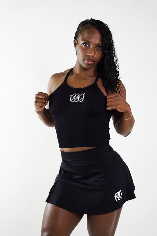 Ribbed Racer Back Tank Black