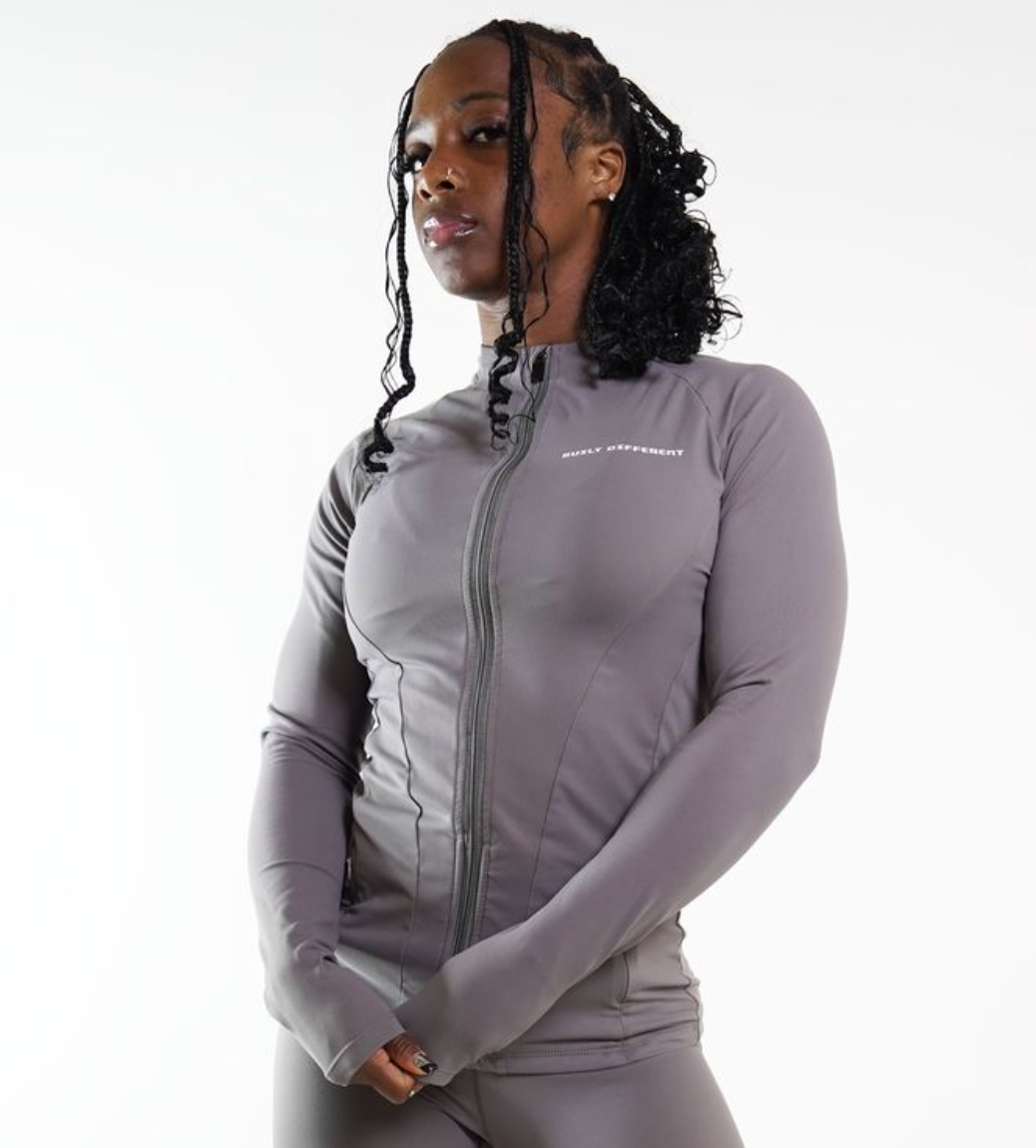 Basic Seamless Zip Up Jacket  Dark Grey