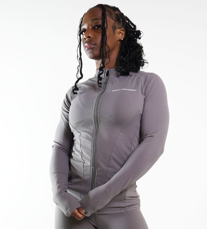 Basic Seamless Zip Up Jacket  Dark Grey