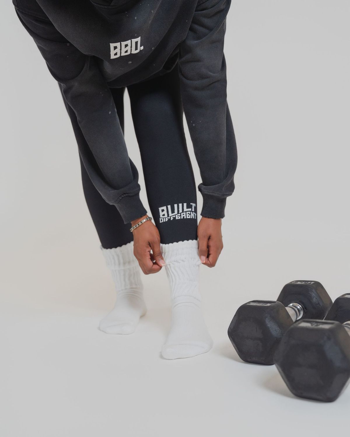 White BBD ​Slouch Socks