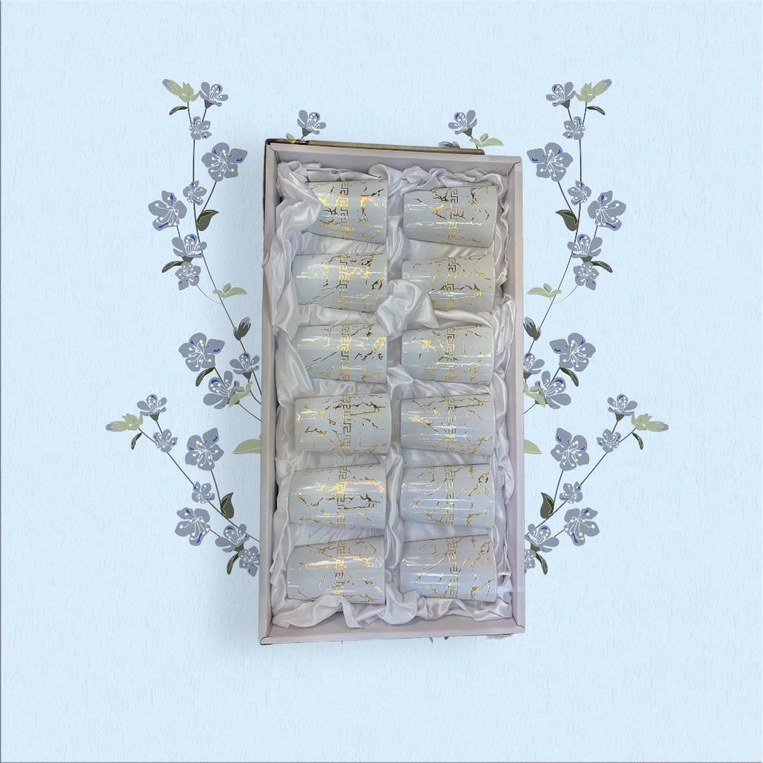 BICCHIERI  WHITE/GOLD 12PC