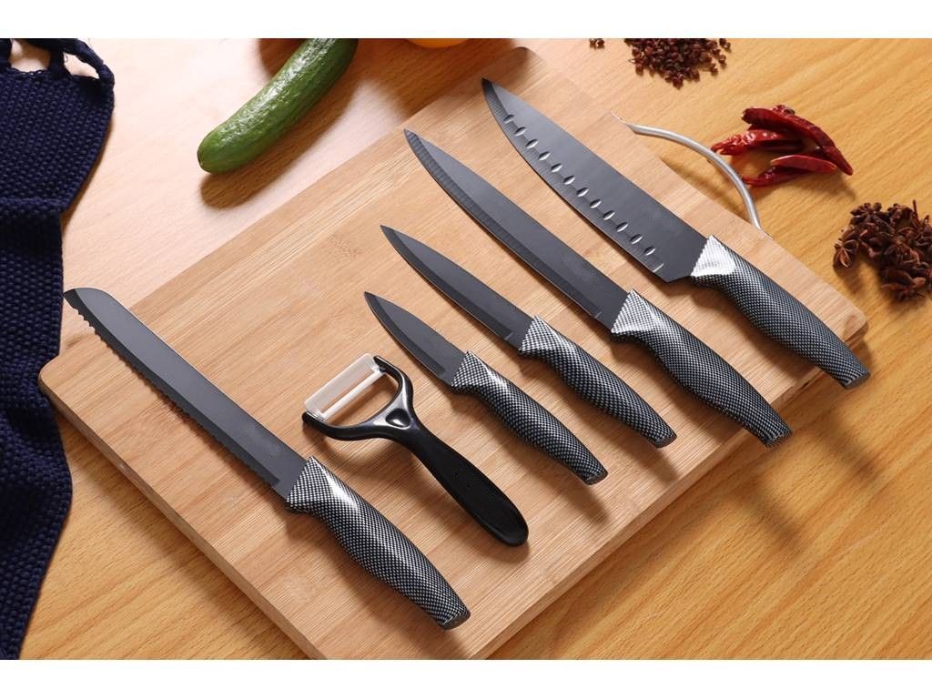 KIT COLTELLI DA CUCINA IN CARBONIO 6PC ROYALITY LINE