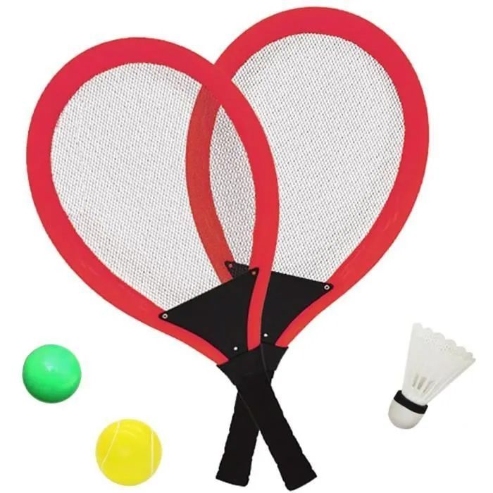 Jeu de Raquettes de Tennis Badminton Set, 3 in 1 Rouge