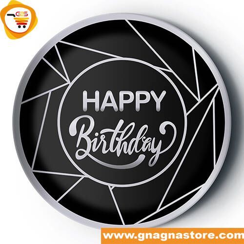 Assiette en carton 8 pèces happy birthday noir argentée