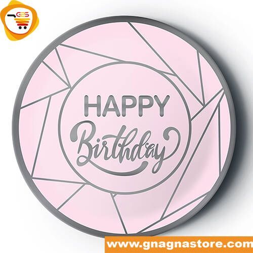 Assiette en carton 8 pièces happy birthday rose argentée