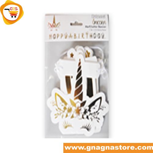 Bannière happy birthday or licorne