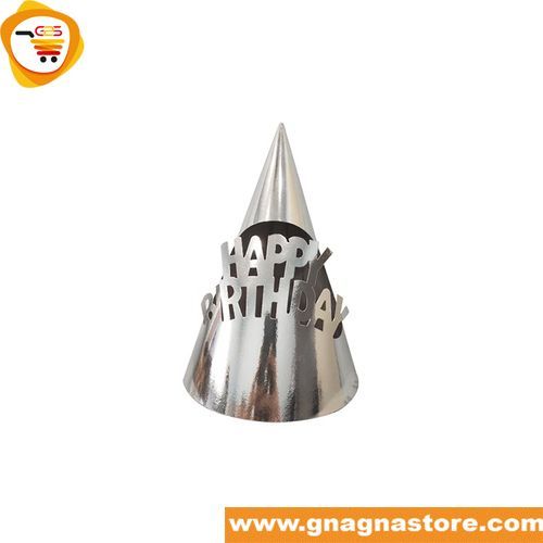 Chapeau happy birthday connect en argent metallisé