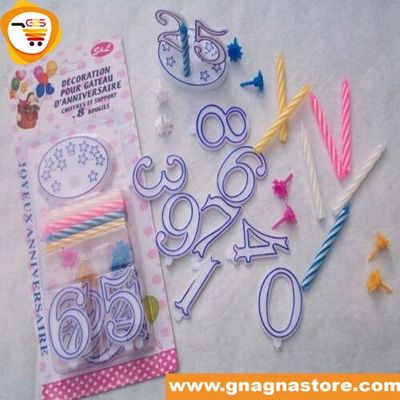 Bougie d'anniversaire avec chiffres réutilisable mixte  rose ou bleu