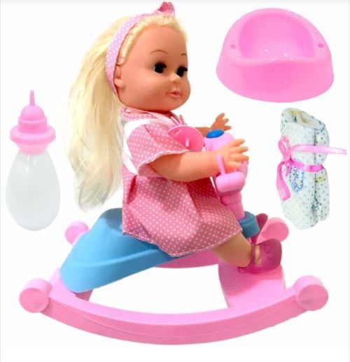 Poupée Interactive sur sa Balançoire & ses Accessoires