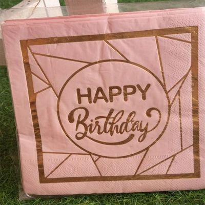 16 pieces serviette happy birthday rose dorée