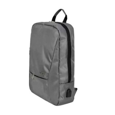 Sac à dos gris pour ordinateur portable en tissu de pluie avec port de chargement USB