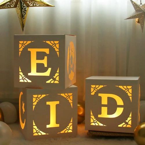 Boîte Décoration Eid Festival Musulman Avec Lumière Led