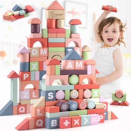 Blocs de Construction  Créatifs En Bois Mignon 	Jeux de Formation Éducation Précoce Jouets D'apprentissage