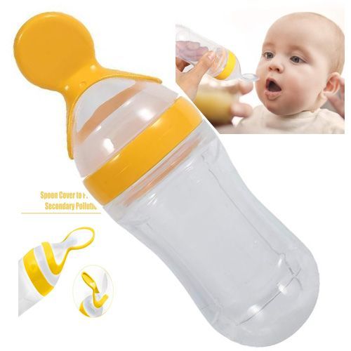 Biberon en Silicone avec Cuillère, de 90 ml, jaune