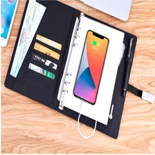 Notebook/Conférencier personnalisé avec Powerbank et Chargeur A Induction pour Smartphone