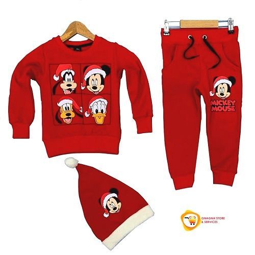 Ensemble Pyjama hiver Mickey Rouge avec son bonnet Ensemble Pyjama hiver Mickey Rouge avec son bonnet