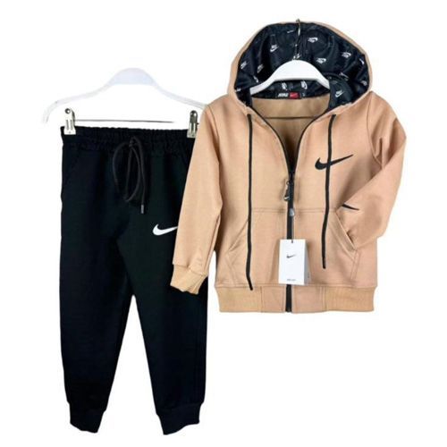 Ensemble Blouson Nike Beige Noir avec Capuche