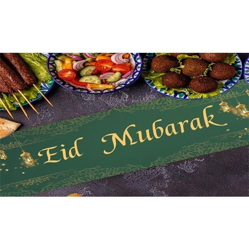 Chemin de Table Décoratif Eid Mubarack vert
