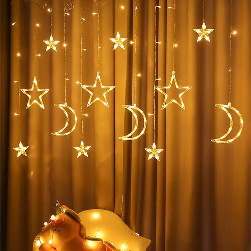 RIDEAU DE LUMIÈRES DÉCORATIVES  POUR EID RAMADAN ET AUTRES... LUMIERES LED DE 5M