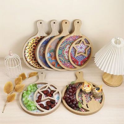 Plateau Fruits secs, plateau de service en bois pour croissant de Ramadan, plateaux Eid Mubarak Moon Star, fournitures de fête musulmane islamique pour décoration de fête, plateau alimentaire Plateau Fruits secs, plateau de service en bois pour croissant de Ramadan, plateaux Eid Mubarak Moon Star, fournitures de fête musulmane islamique pour décoration de fête, plateau alimentaire