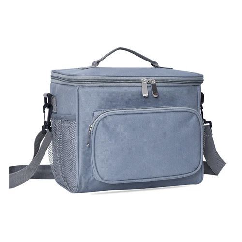 Sac Isotherme Boîte Repas Déjeuner Double Couche Glacière Pique-nique Voyage Gris