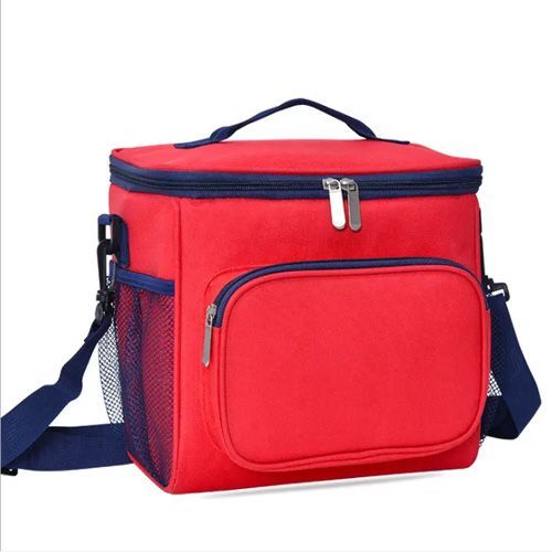 Sac Isotherme Boîte Repas Déjeuner Double Couche Glacière Pique-nique Voyage Rouge