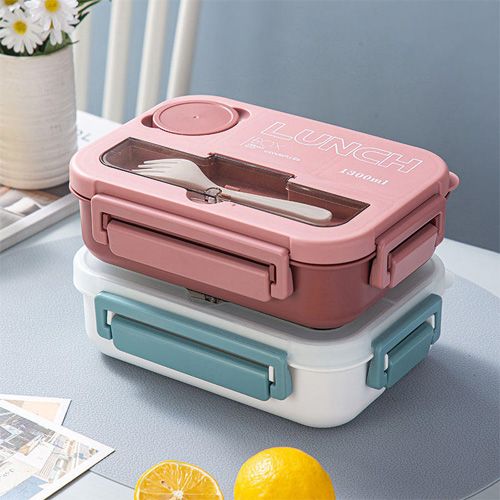 Boîte à bento isotherme en plastique PP sans BPA, étanche et personnalisée, pour déjeuner et école, avec couverts Couleur Rouge