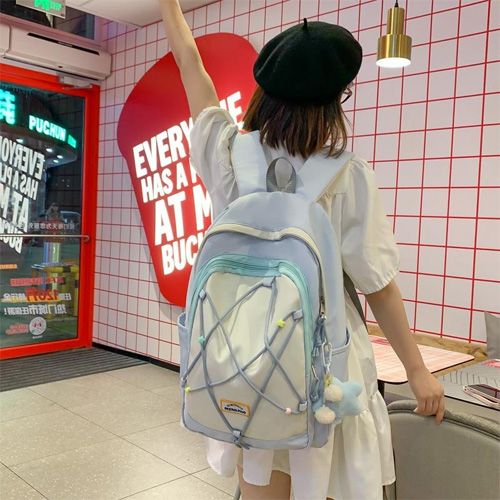 Nouvelle tendance  sac à dos  d'école conçu pour les enfants et les filles en élémentaire et au lycée bleu Blanc