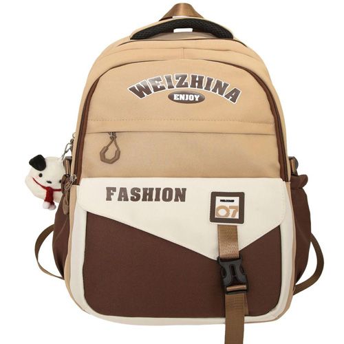 Sac à dos étanche pour enfants et adolescent, nouvelle mode, simple, multifonctionnel, grande capacité couleur Marron beige