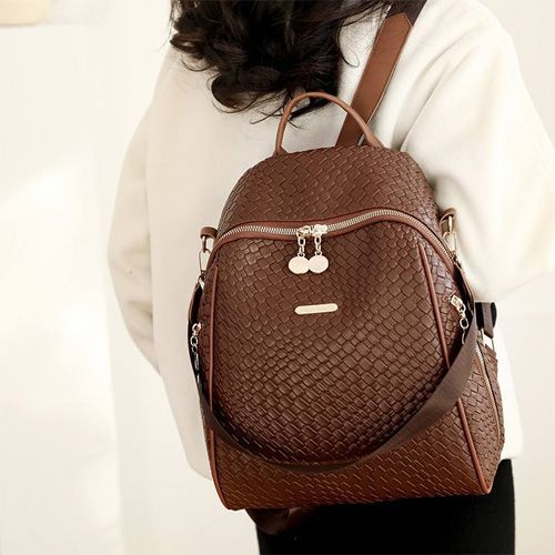 Nouveau sac à dos de voyage grande capacité pour femme en cuir PU tendance Marron