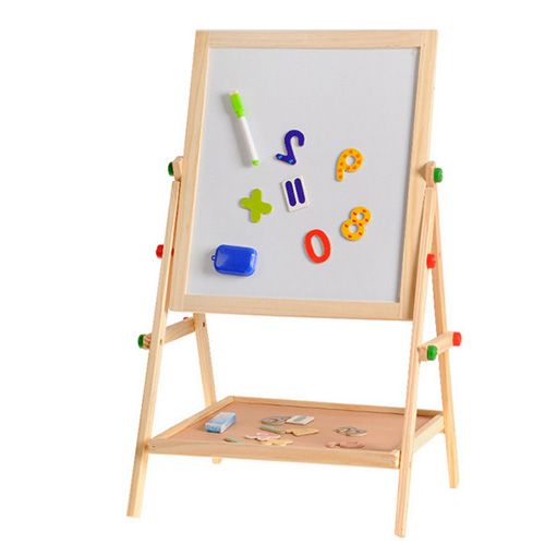 Tableau-Planche à dessin en bois 2 en 1 réglable pour enfants, planche à dessin double face, planche à dessin éducative en bois